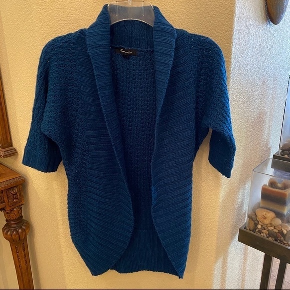 FOREVER 21 Dark Teal Knit Open Cardigan-Small - Picture 1 of 7